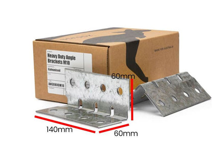 HD Angle Bracket Galv M10 - 60 x 60 x 140 Box 25