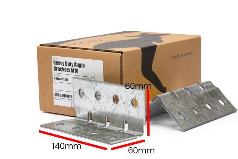 HD Angle Bracket Galv M10 - 60 x 60 x 140 CTN 100