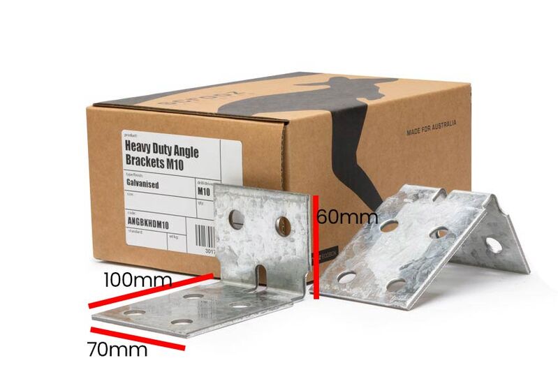 HD Angle Bracket Galv M10 - 60 x 100 x 70 CTN 100