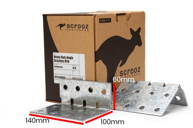 HD Angle Bracket Galv M10 - 60 x 100 x 140 CTN 80
