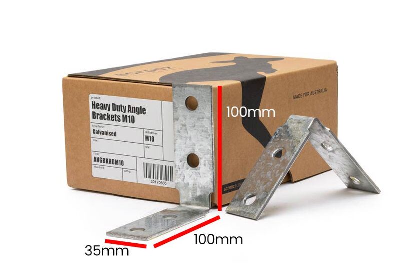 HD Angle Bracket Galv M10 - 100 x 100 x 35 Box 25
