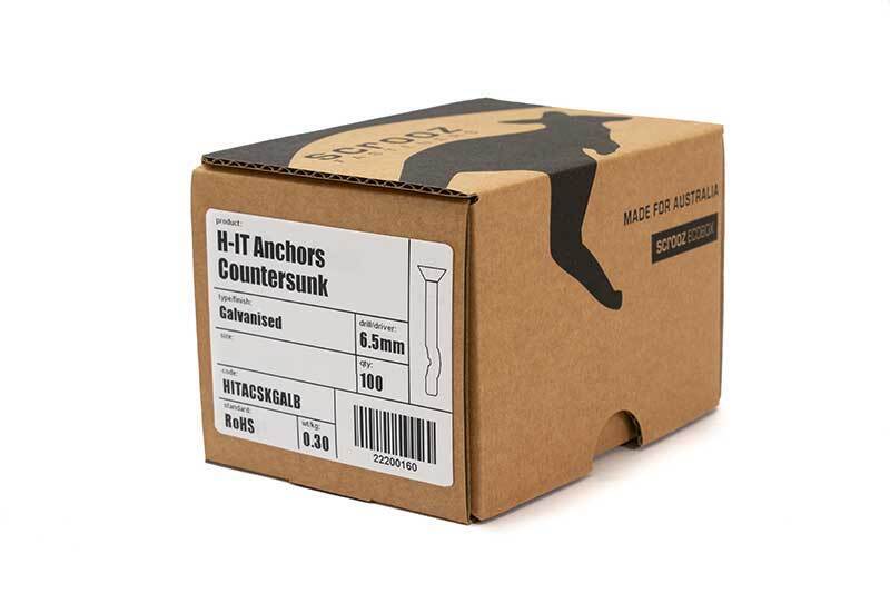 H-IT Anchors CSK Galv 6.5 x 65mm Box 100