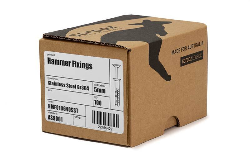 Nylon Hammer Fixings 5 x 30mm Zinc Box 100