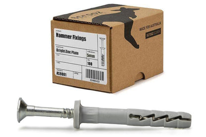 Nylon Hammer Fixings 8 x 80mm Box 100