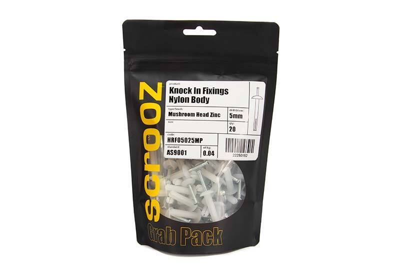 Knock in plugs mushroom 6 x 75mm grab pack 20