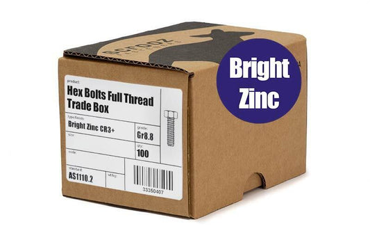 M5 x 25mm Hex Bolts Full Thread BZP Box 100