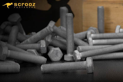 M8 x 30mm Hex Bolts Full Thread GAL Box 100