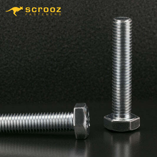 M10 x 25mm Hex Bolts Full Thread BZP Box 100