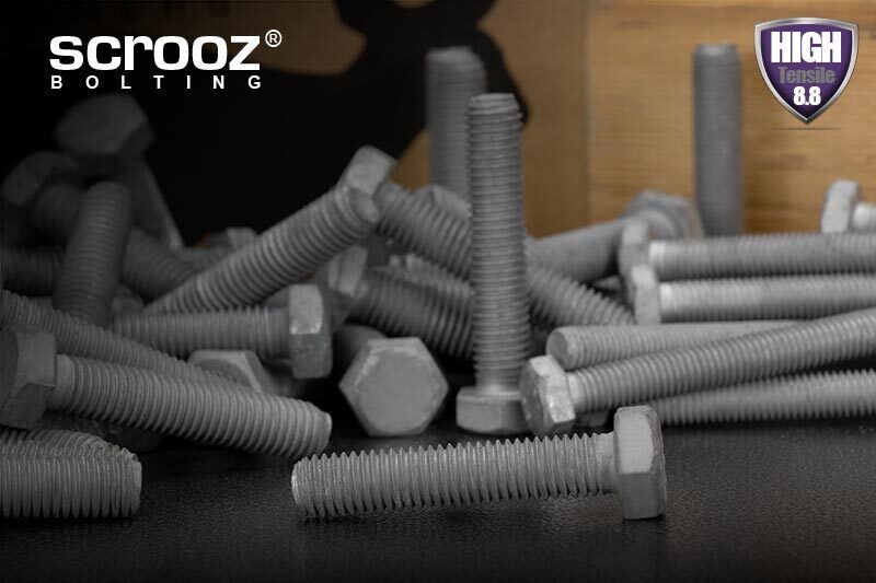 M10 x 100mm Hex Bolts Full Thread GAL Box 50