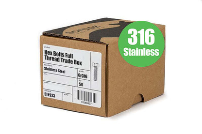 M12 x 30mm Hex Bolts Full Thread 316 Box 50