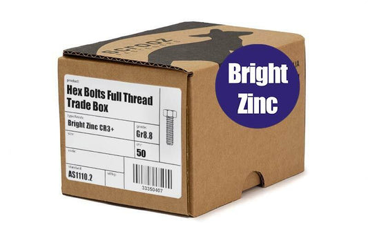 M12 x 65mm Hex Bolts Full Thread BZP Box 50