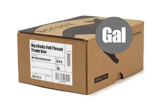 M16 x 75mm hex bolts full thread gal box 25