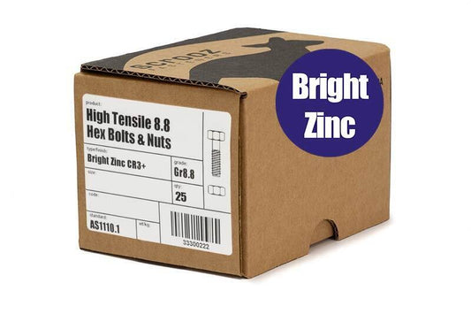 M10 x 40mm High Tensile Bolt & Nut BZP Box 25