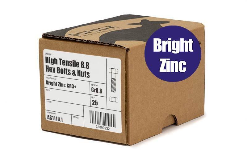 M12 x 50mm High Tensile Bolt & Nut BZP Box 25