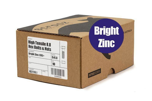 M20 x 130mm High Tensile Bolt & Nut BZP Bx 10