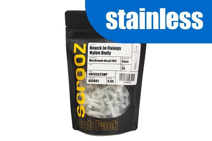 Knock in plugs MUSH 5 x 25mm Gr304 box 100