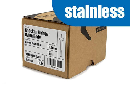 Knock in plugs ROUND 6 x 25mm Gr304 box 100