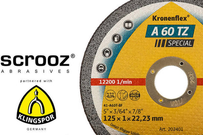 Cutting Discs A60TZ 125mm x 1.0 x 22mm Carton 100