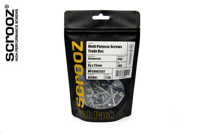 Multi Purpose Gal Screws 8g x 57mm Grab Pack 100