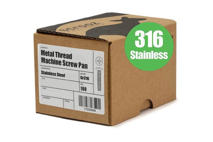 M6 x 16mm Machine screws Pan Head 316 box 100