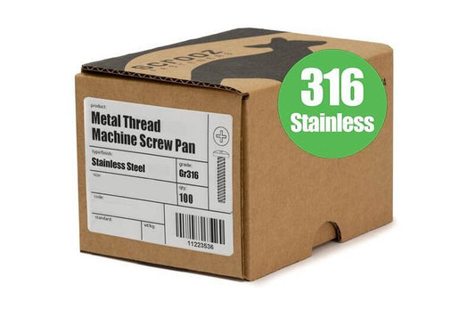 M6 x 50mm Machine screws Pan Head 316 box 100