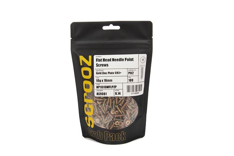 10g x 16mm Flat Head Needle Zinc pack 100