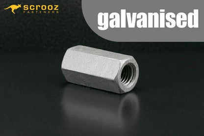 M10 x 30mm Coupling Nuts Galvanised box 50
