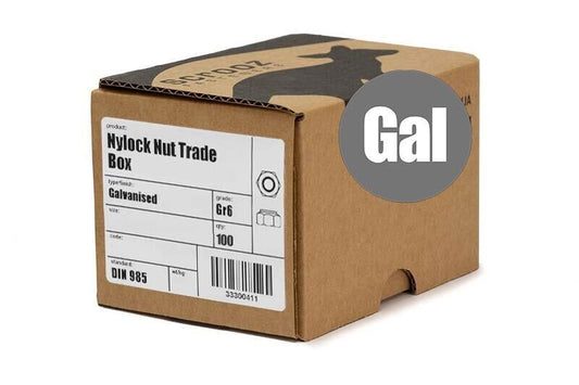 M16 nylock nuts grade 6 galvanised box 100