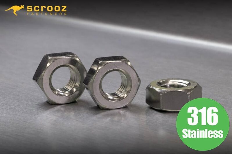 M6 hex nuts stainless steel 316 Pack 100