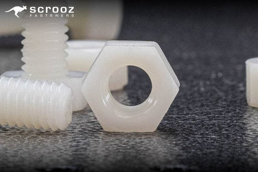 M5 Hex Nuts White Nylon Pack 100