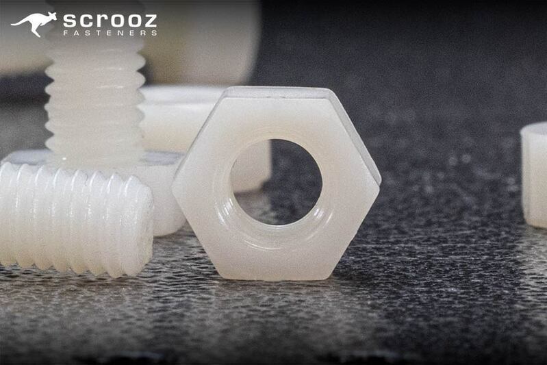 M6 Hex Nuts White Nylon Pack 100