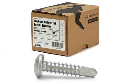 8g x 16mm Panhead Tek Screws Bi-Metal 304 Box 250
