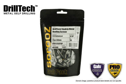 12g x 53mm Metal TiteGrip Roofing Screws pack 50
