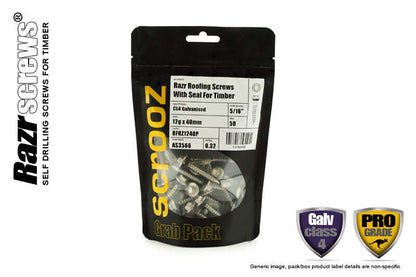 14g x 90mm Razr Roofing Screws Timber CL4 pack 25