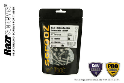 12g x 65mm Razr Roofing TiteGrip Screws pack 50