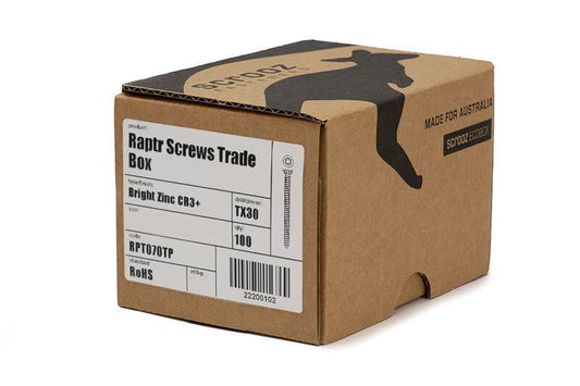 Raptr concrete screws 50mm BZP box of 100
