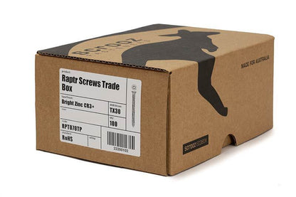 Raptr concrete screws 100mm BZP box of 100