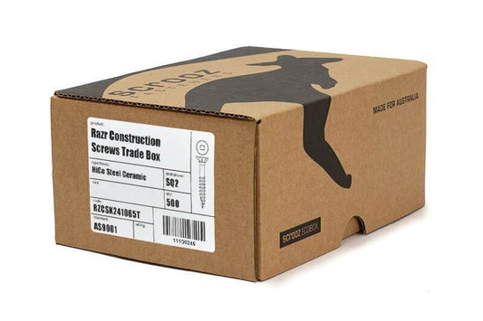 10g x 75mm Razr Construction Screws box of 500