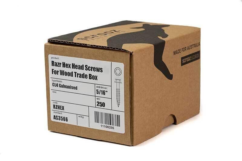 12g x 30mm Razr Hex Head Screws Gal box 250