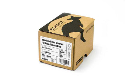 14g x 100mm Razr Hex Head Screws Gal CTN 1000