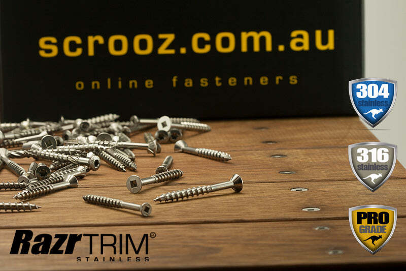 6g x 38mm RazrTrim Stainless Screws pack 100