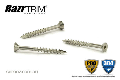 8g x 25mm RazrTrim Stainless Screws Box 500