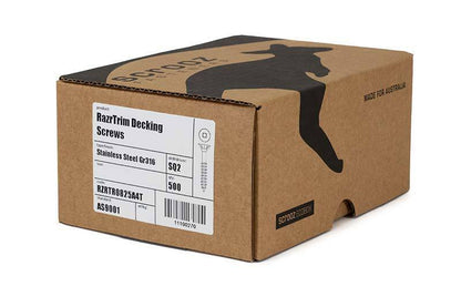 8g x 75mm RazrTrim Stainless Screws Box 500