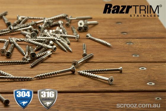 10g x 50mm RazrTrim Stainless Screws pack 50