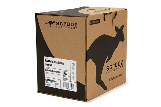 10g x 50mm RazrTrim Stainless Screws box 1000