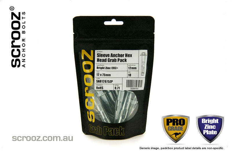 Sleeve Anchors 8 x 85mm BZP Grab pack of 10