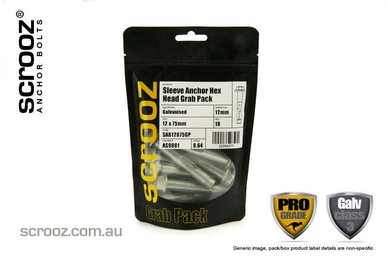 Sleeve Anchors 10 x 40mm GAL grab pack of 10