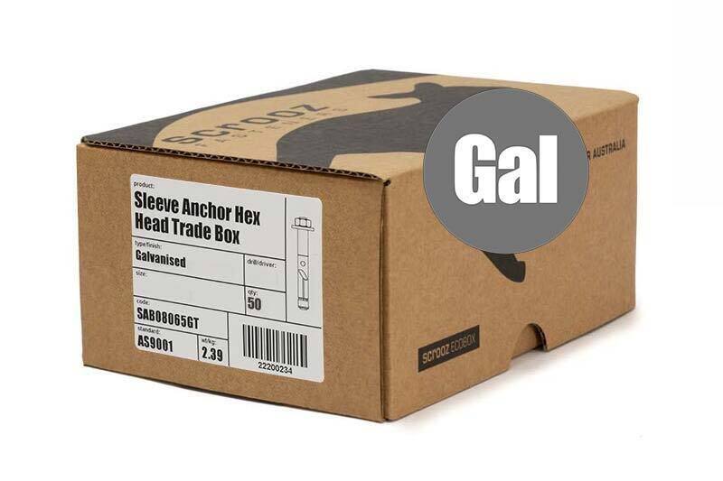 Sleeve Anchors 16 x 105mm GAL trade box of 50