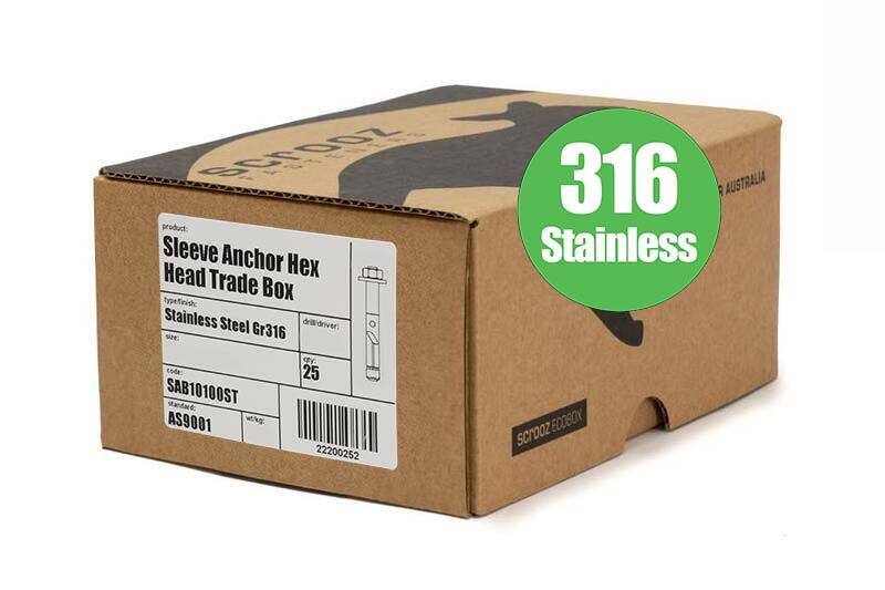 Sleeve Anchors 10 x 75mm Gr316 trade box of 25