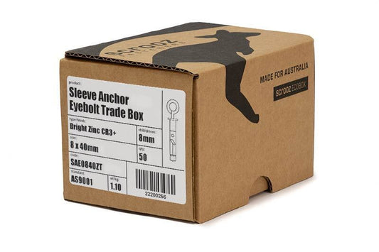 Sleeve anchor eyebolts 8 x 40mm ZP trade box 50